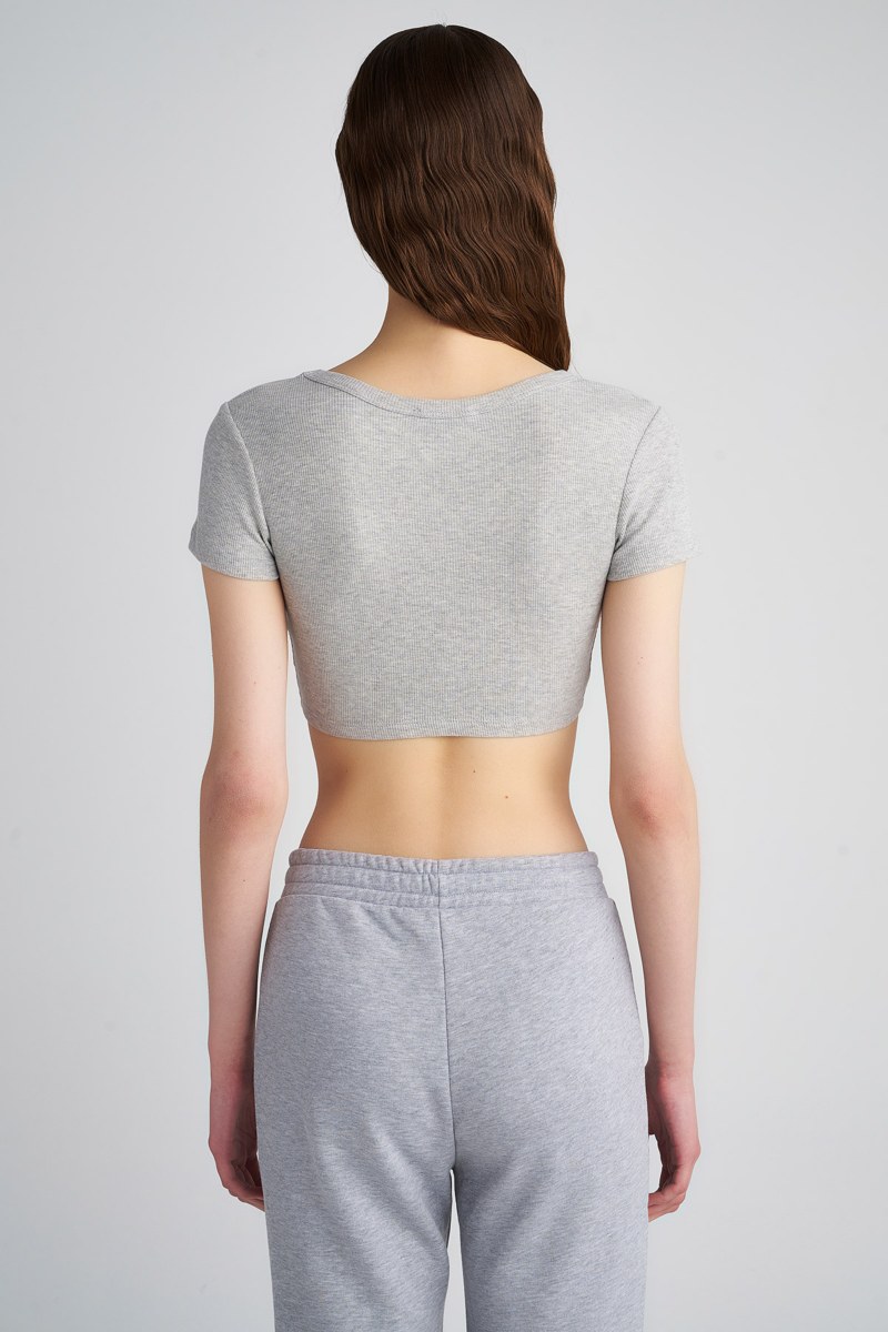 COTTON CROPPED SHORT SLEEVE RIBBED TOP-23818142-210