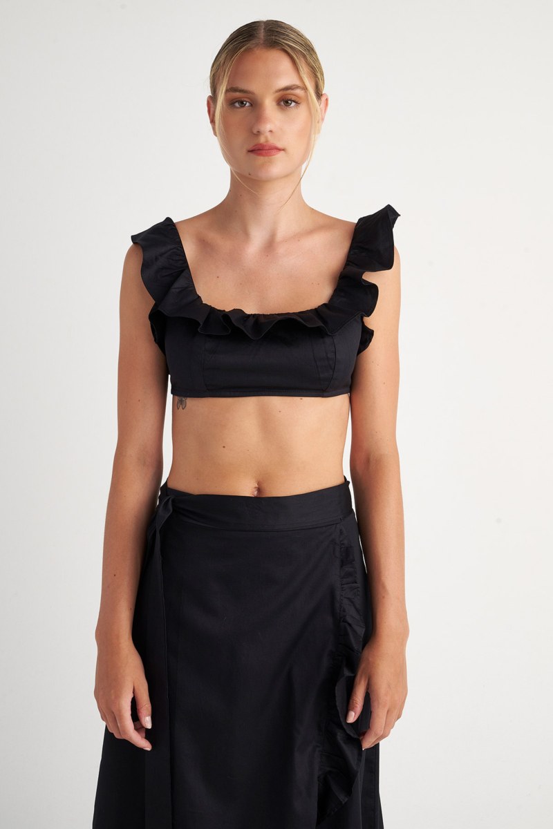 COTTON RUFFLED CROP TOP-23818180-110