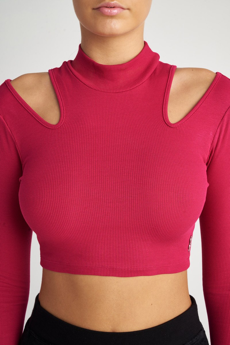 CROPPED HIGH NECK RIB TOP-23832137-715