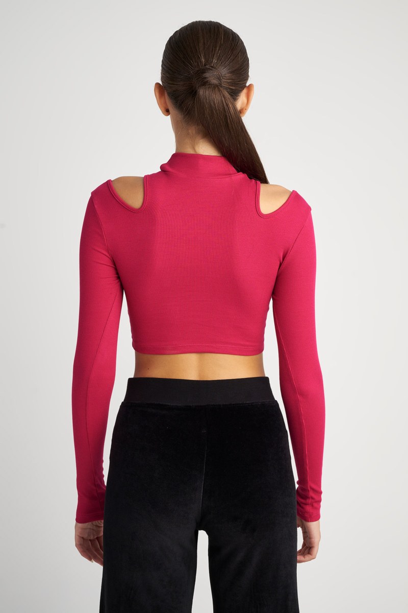 CROPPED HIGH NECK RIB TOP-23832137-715