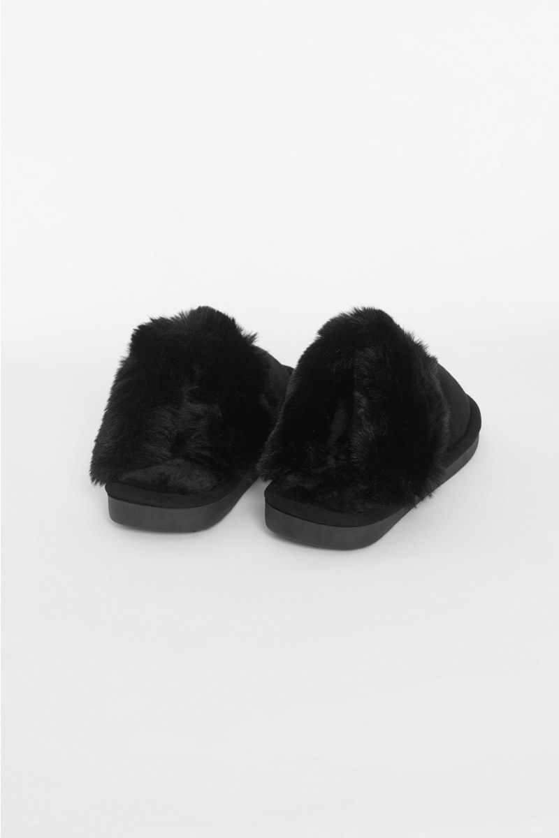 FAUX FUR PLATFORM SLIPPERS-23839065-110