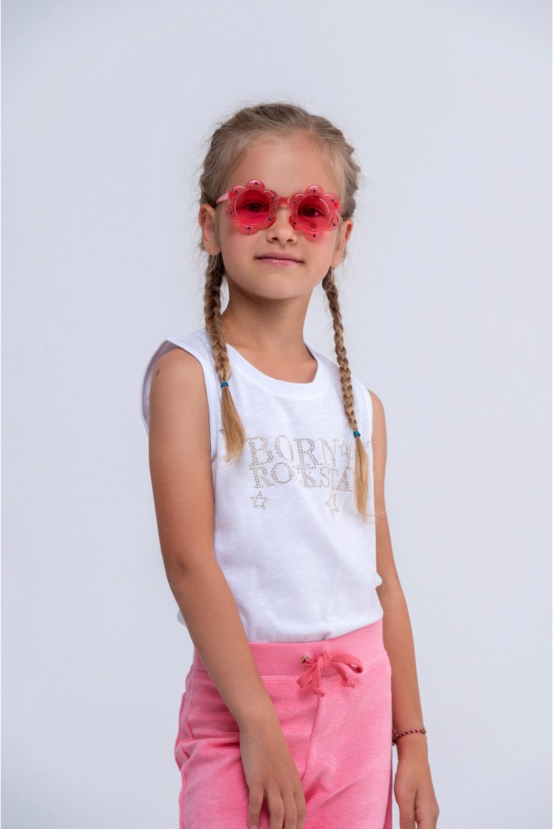 STRASS EMBELLISHED COTTON SLEEVELESS TOP FOR GIRLS-24612046-102