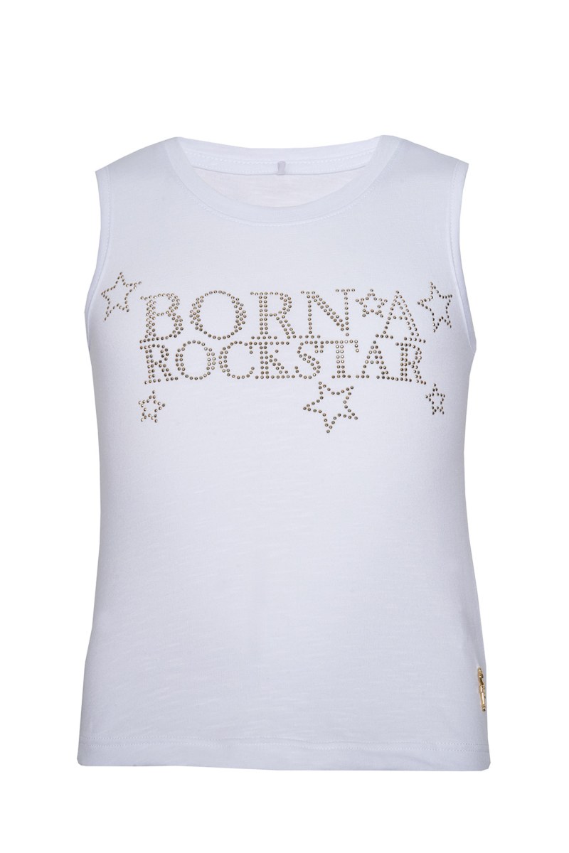 STRASS EMBELLISHED COTTON SLEEVELESS TOP FOR GIRLS-24612046-102