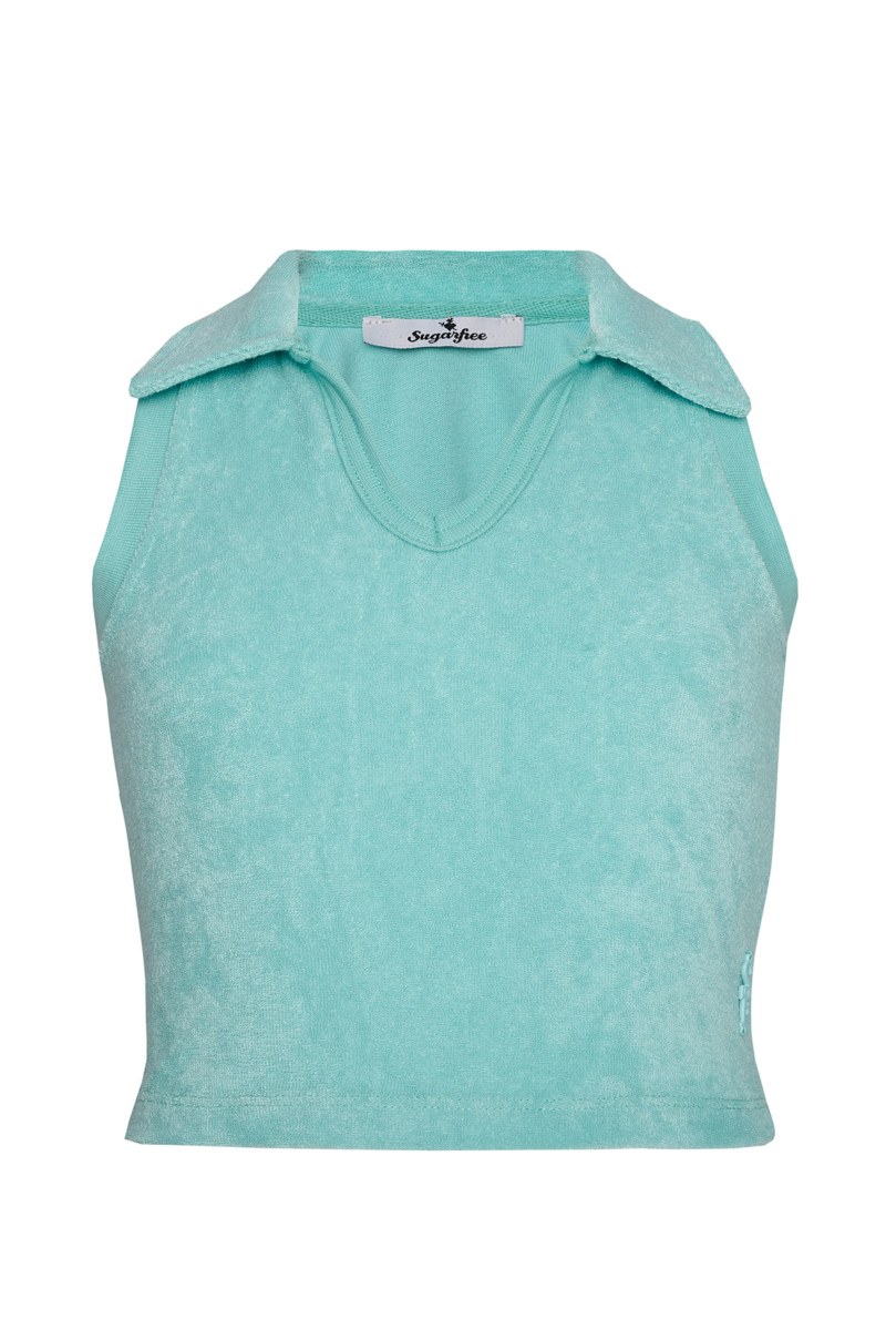 SLEEVELESS POLO STYLE TERRY TOP FOR GIRLS-24612100-421
