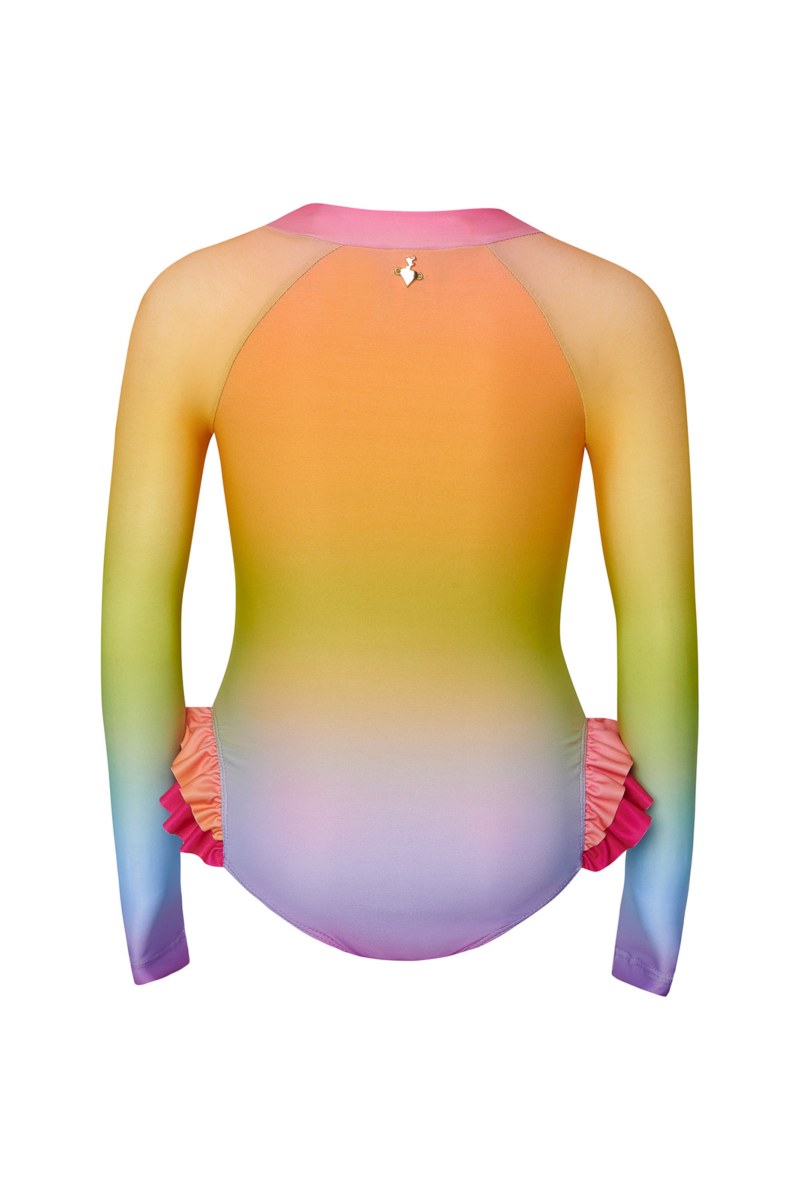 GIRLS LONG SLEEVED ONEPIECE SWIMSUIT IN FRONT ZIP-24615150-612