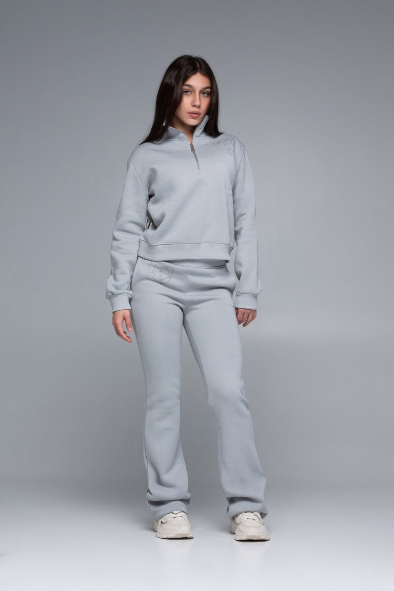 STRASS EMBELLISHED FLARED COTTON PANTS FOR TEENS-24631071-200