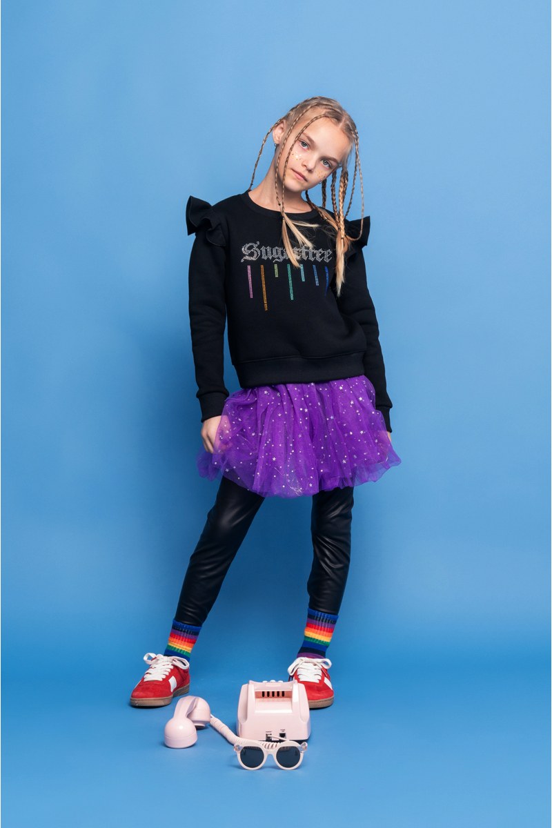 FRILLED LONG-SLEEVED COTTON SWEATSHIRT FOR GIRLS-24632050-110