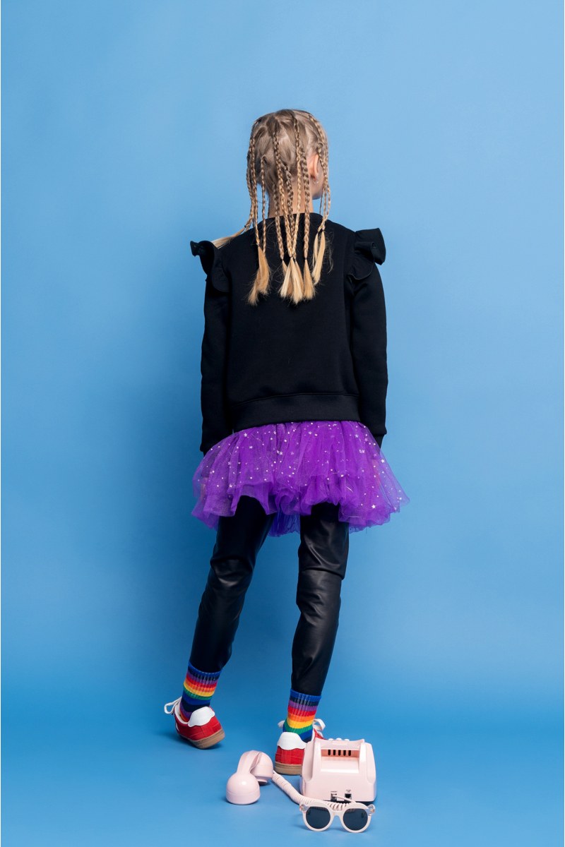 FRILLED LONG-SLEEVED COTTON SWEATSHIRT FOR GIRLS-24632050-110
