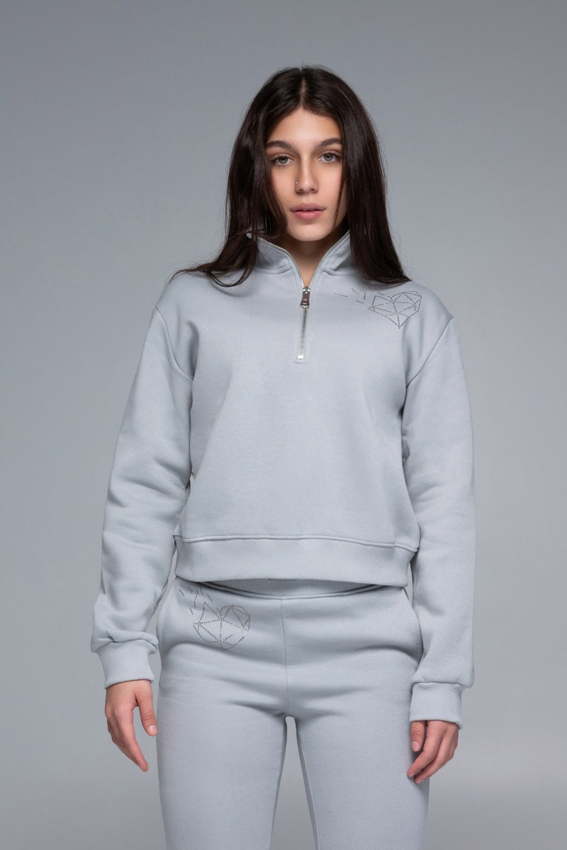 STRASS EMBELLISHED COTTON CROPPED SWEATSHIRT FOR TEENS-24632081-200