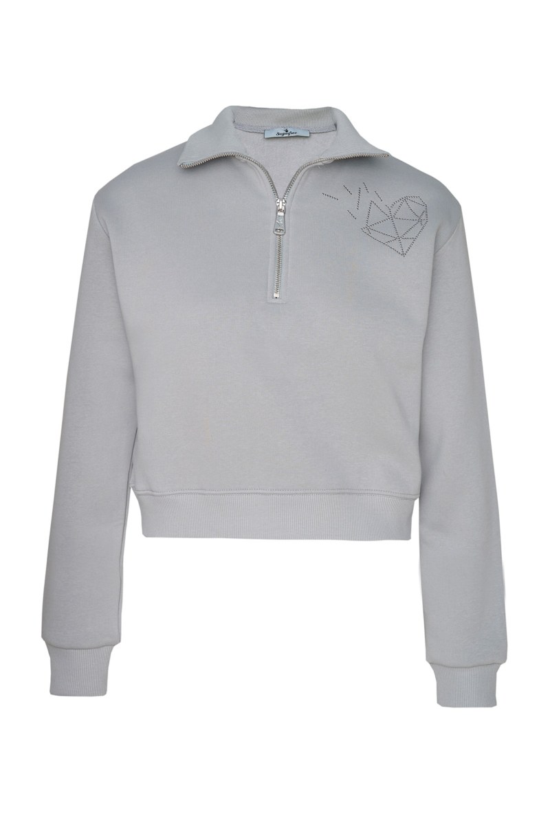 STRASS EMBELLISHED COTTON CROPPED SWEATSHIRT FOR TEENS-24632081-200