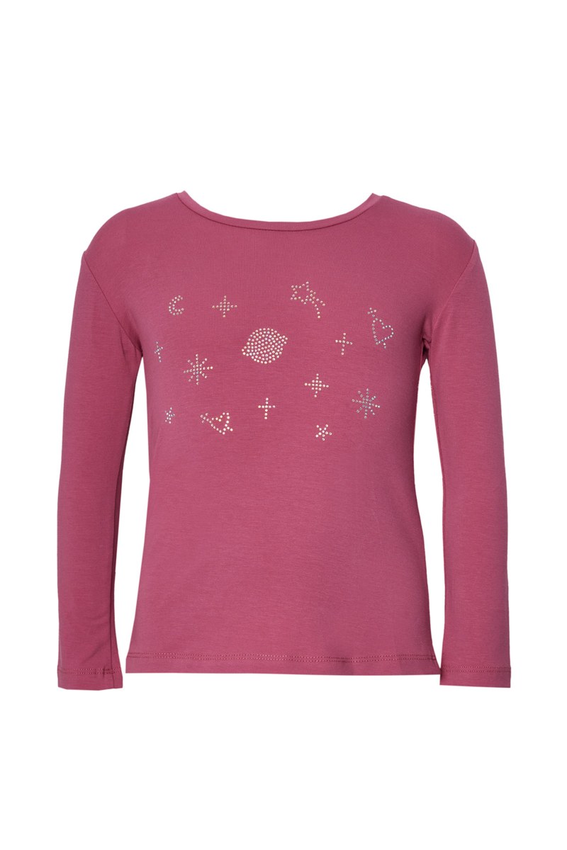 EMBELLISHED LONG SLEEVED COTTON TOP FOR GIRLS-24632128-716