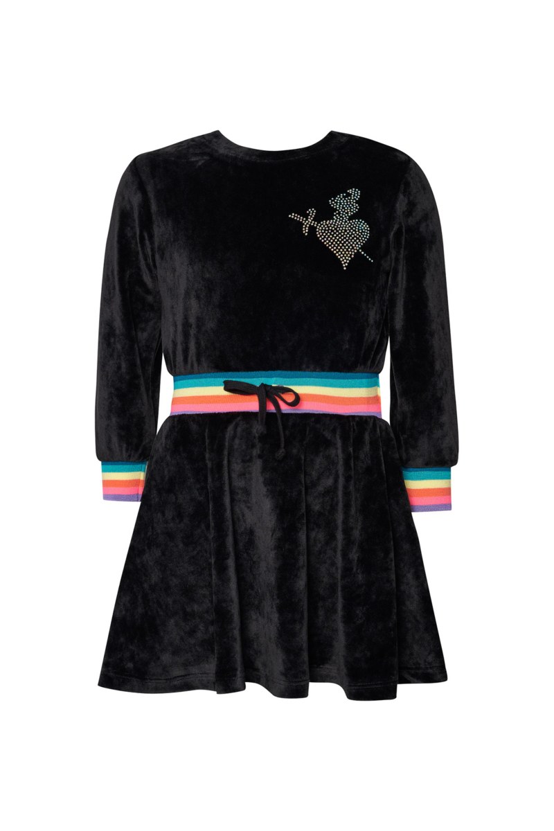 MONOCHROME SUPER SOFT VELOUR MINI DRESS FOR GIRLS-24634025-110