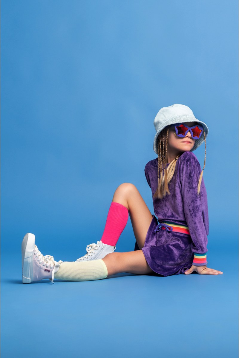 MONOCHROME SUPER SOFT VELOUR MINI DRESS FOR GIRLS-24634025-812