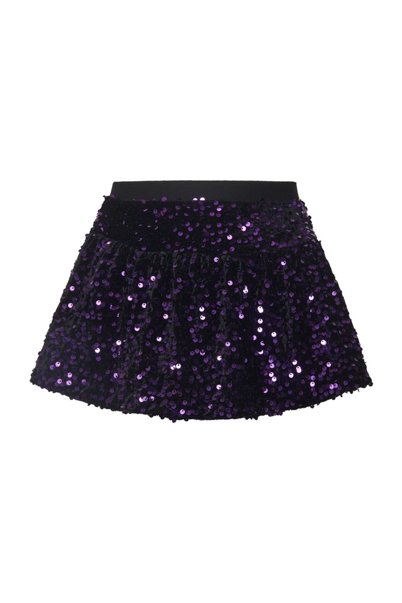 SUPER SOFT VELOUR MINI SKIRT FOR GIRLS WITH SEQUINS-24634028-824