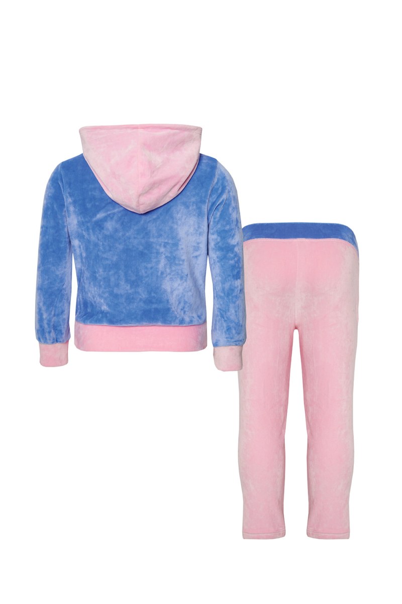 TWO-TONE STYLED SUPER SOFT VELOUR TRACKSUIT SET FOR GIRLS-24638030-432