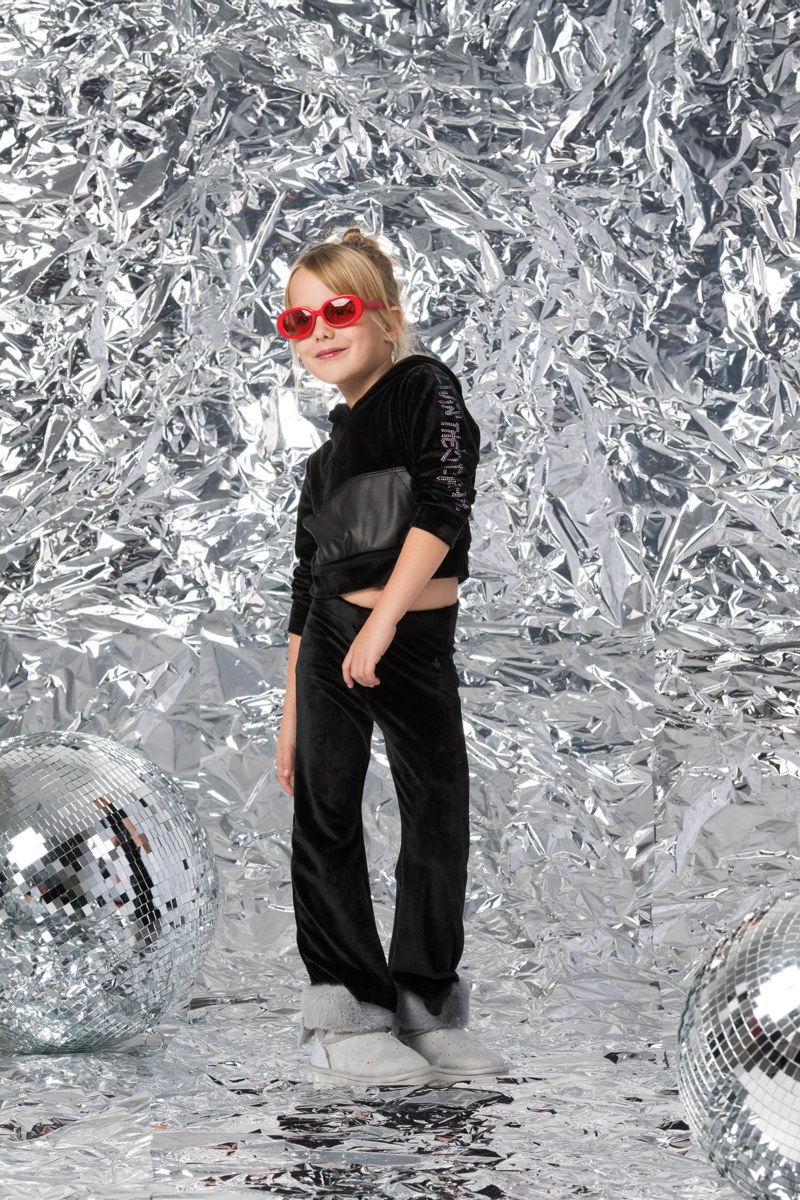 SUPER SOFT VELOUR SET FOR GIRLS WITH FAUX LEATHER PATCH POCKET-24638122-110