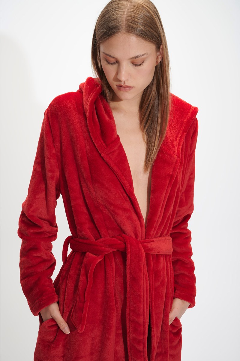 MONOCHROME FLEECE NIGHT ROBE IN LONG LENGTH-24738011-632