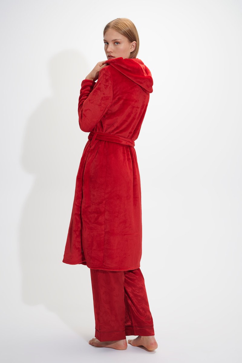 MONOCHROME FLEECE NIGHT ROBE IN LONG LENGTH-24738011-632