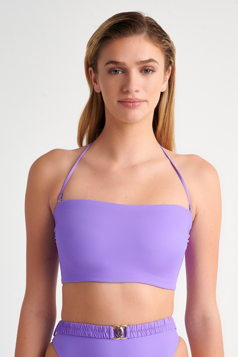 FASHION SOLIDS STRAPLESS BIKINI CROP TOP-24801081-812