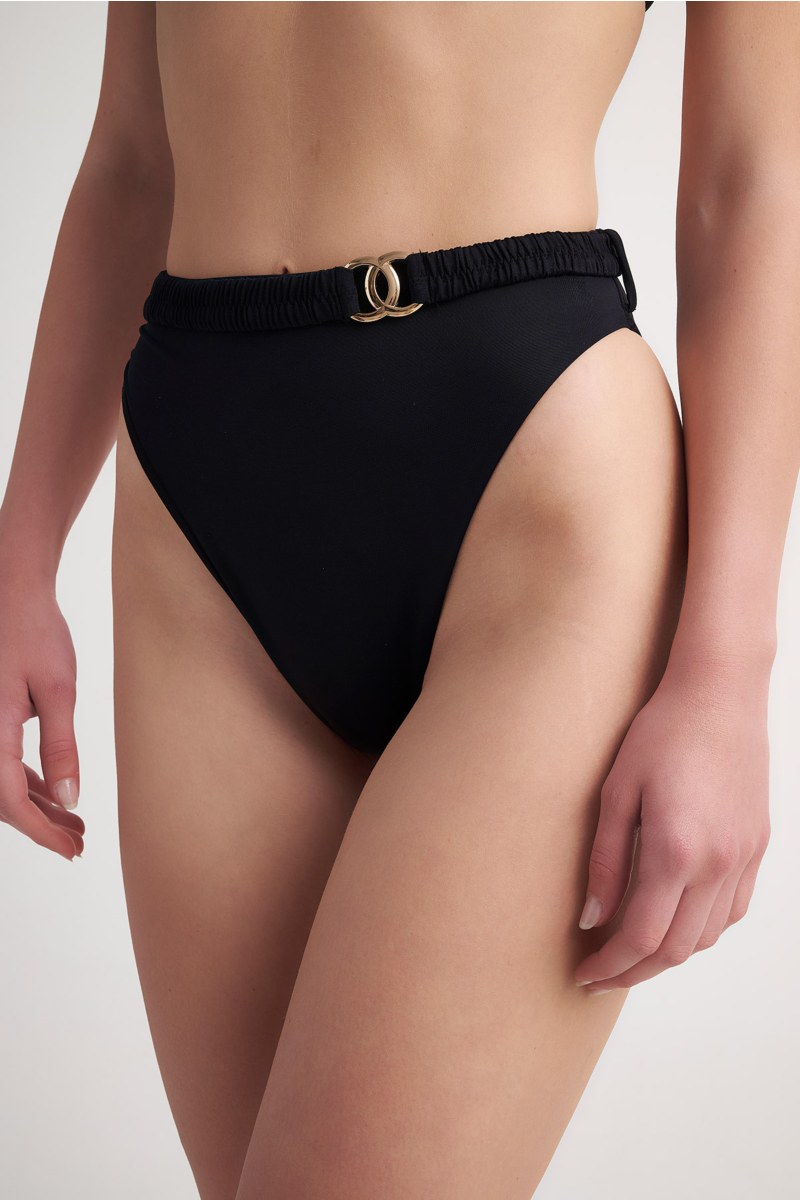 FASHION SOLIDS BELTED HIGH WAISTED BIKINI SLIP-24802081-110