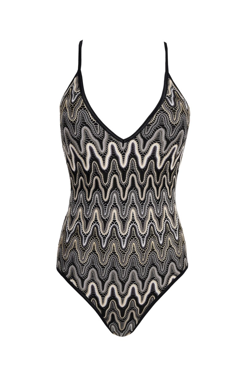 'V' PLUNGED CROCHET ONEPIECE SWIMSUIT-24804101-110