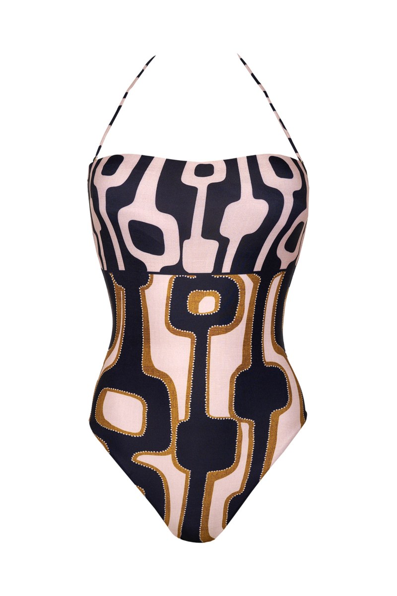 MULTICOLOR PRINTED ONEPIECE STRAPLESS SWIMSUIT-24804120-110