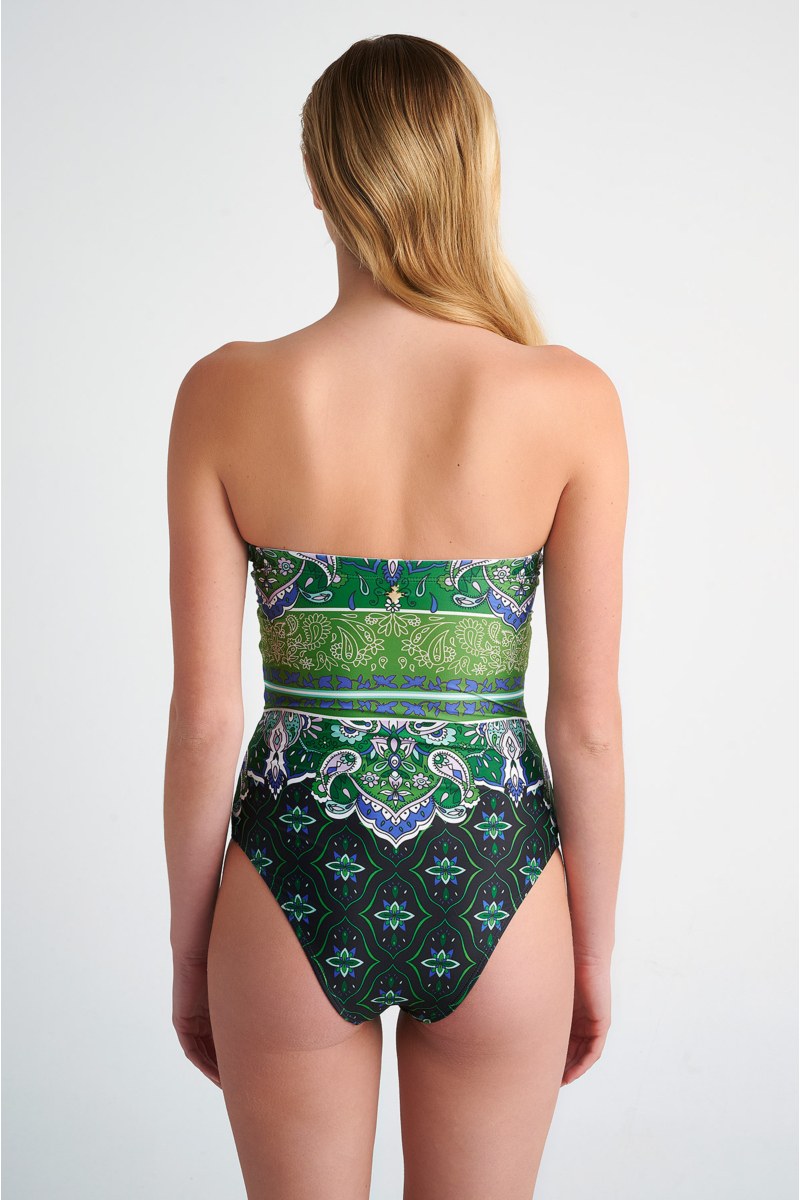 MULTICOLOR PRINTED ONEPIECE STRAPLESS SWIMSUIT-24804220-514