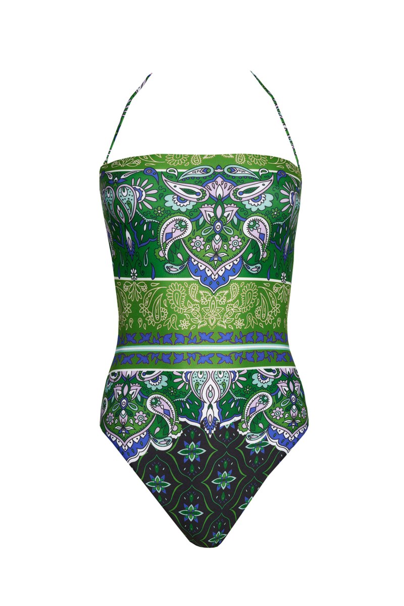 MULTICOLOR PRINTED ONEPIECE STRAPLESS SWIMSUIT-24804220-514