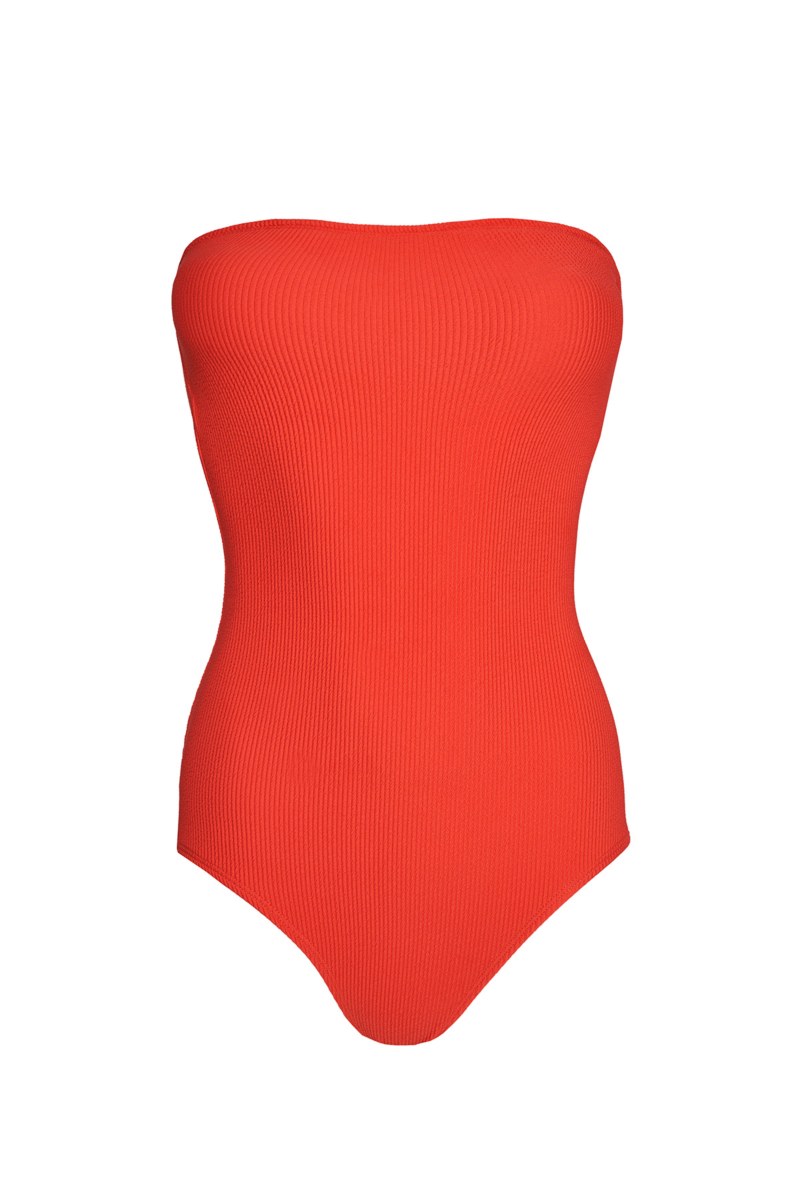 CRINKLED ONEPIECE STRAPLESS SWIMSUIT-24804250-622