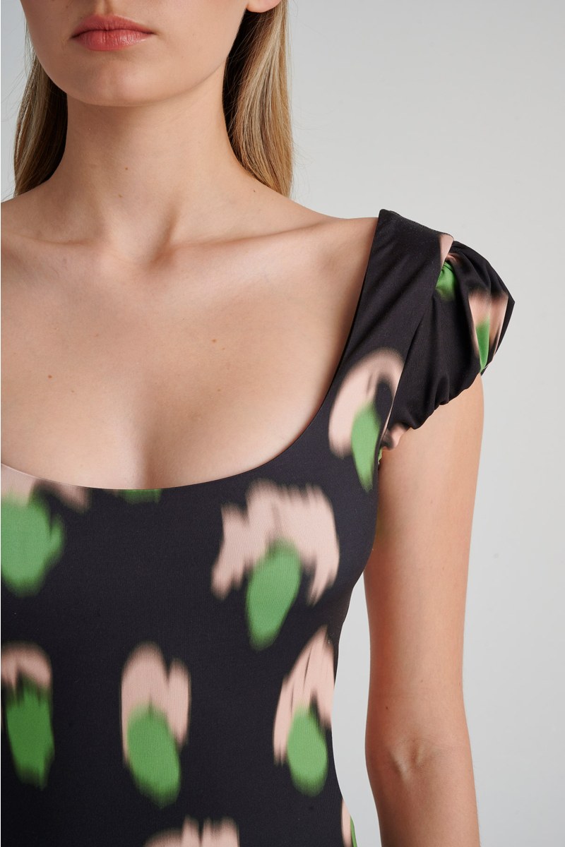 SHORT-SLEEVED MULTICOLOR PRINTED ONEPIECE SWIMSUIT-24804390-110