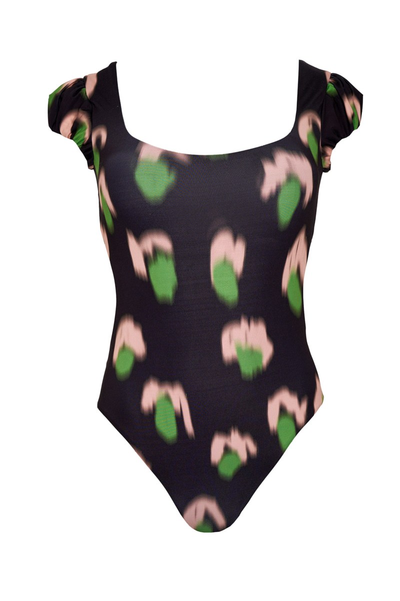 SHORT-SLEEVED MULTICOLOR PRINTED ONEPIECE SWIMSUIT-24804390-110