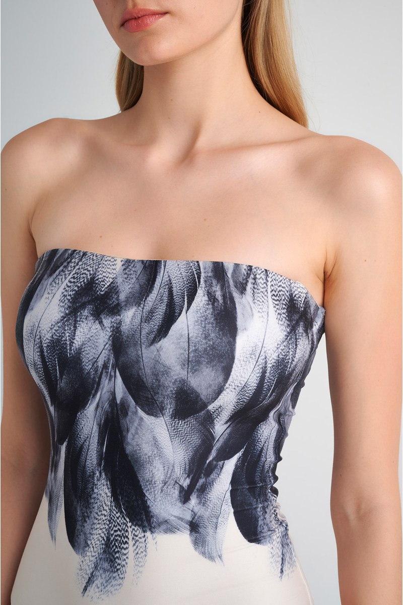 PRINTED ONEPIECE STRAPLESS SWIMSUIT-24804455-102