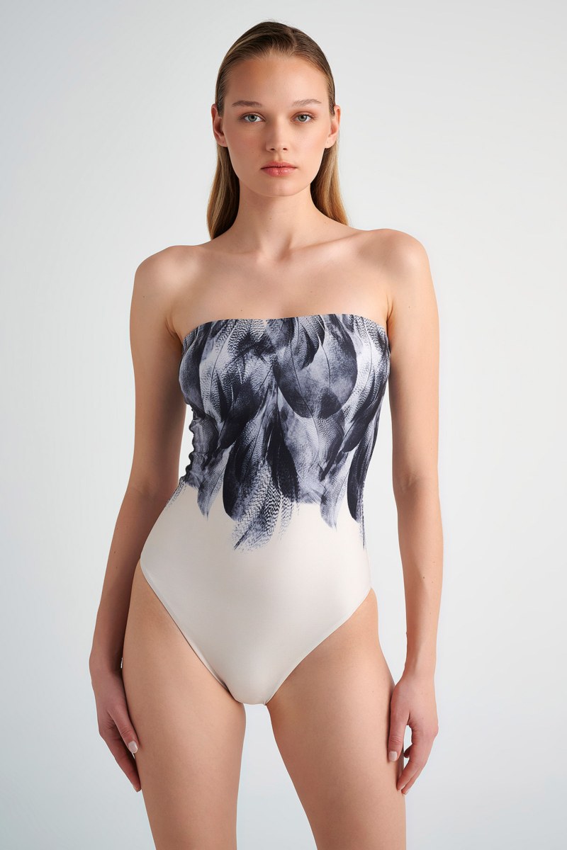 PRINTED ONEPIECE STRAPLESS SWIMSUIT-24804455-102