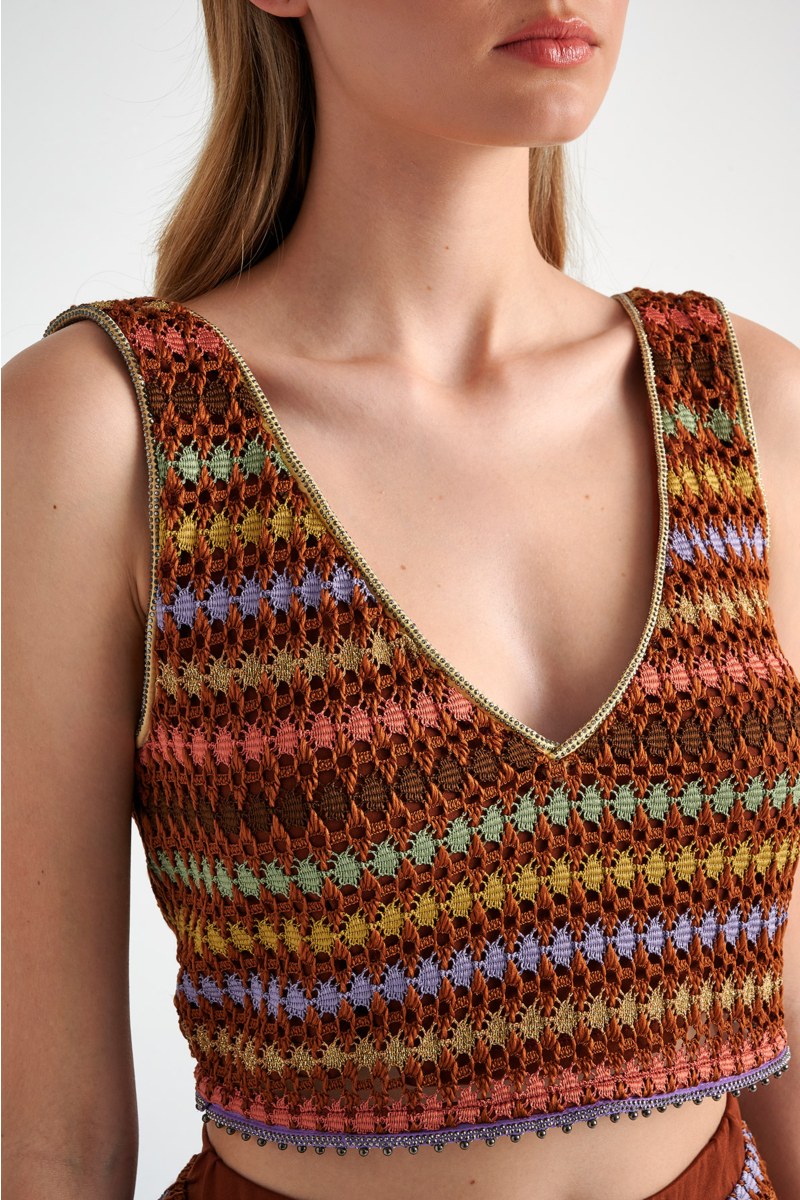 CROCHET CROP TOP WITH 'V' NECKLINE-24806099-321