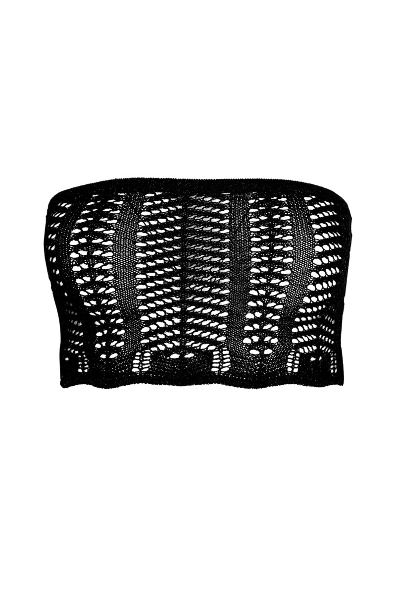 SEMI-SHEER STRAPLESS KNITTED CROP TOP-24806312-110