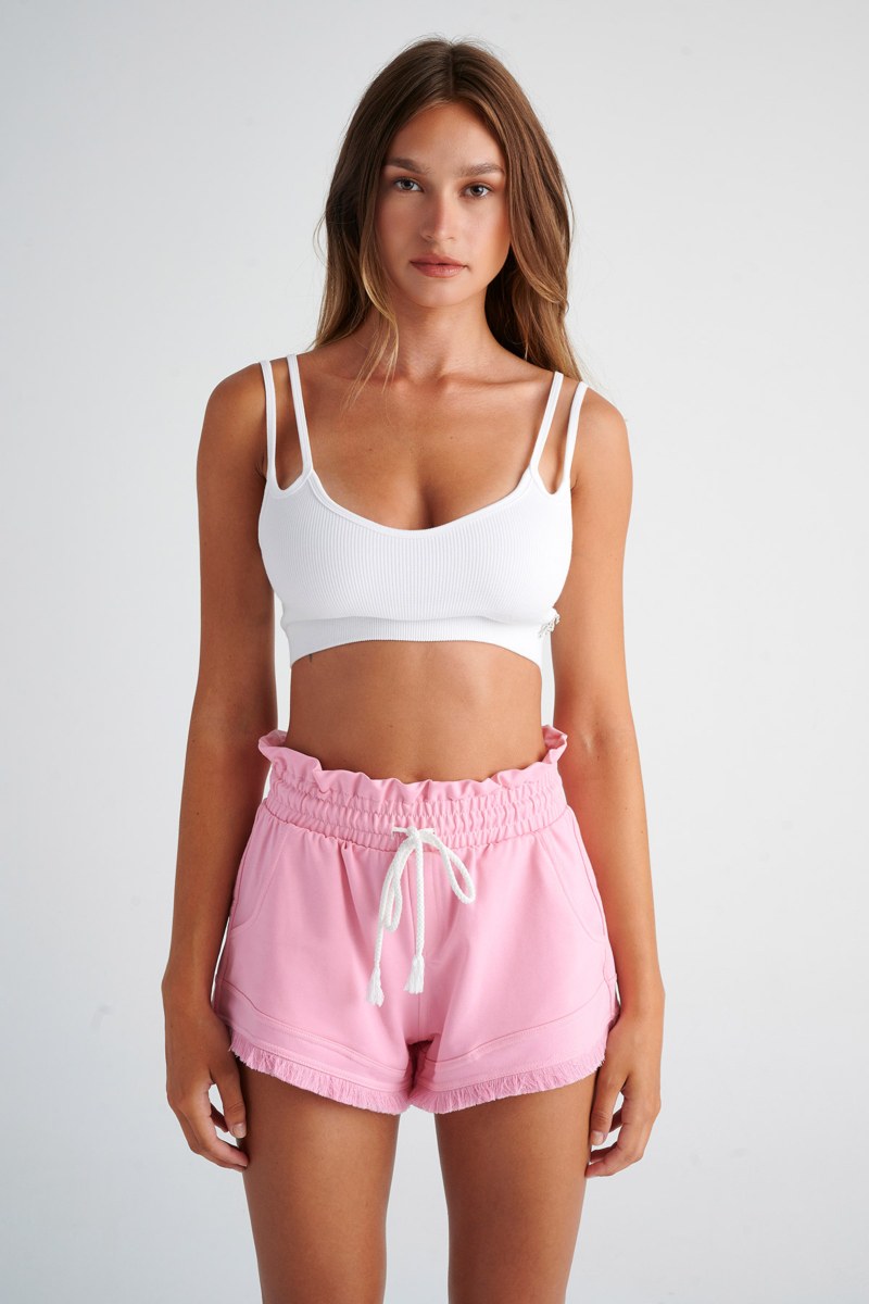 CONTRASTING STITCH COTTON SHORTS-24810125-712