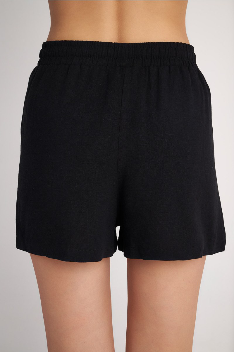 LINEN WIDE LEG SHORTS-24810150-110