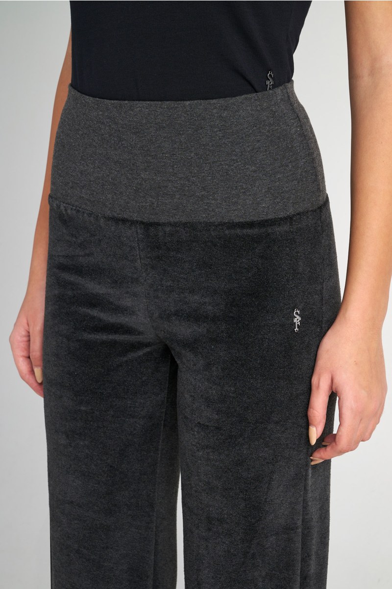 HIGH-WAISTED FLARED VELOUR PANTS-24811039-214