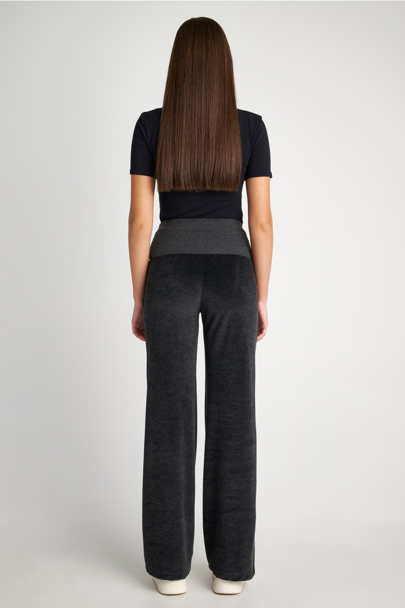 HIGH-WAISTED FLARED VELOUR PANTS-24811039-214