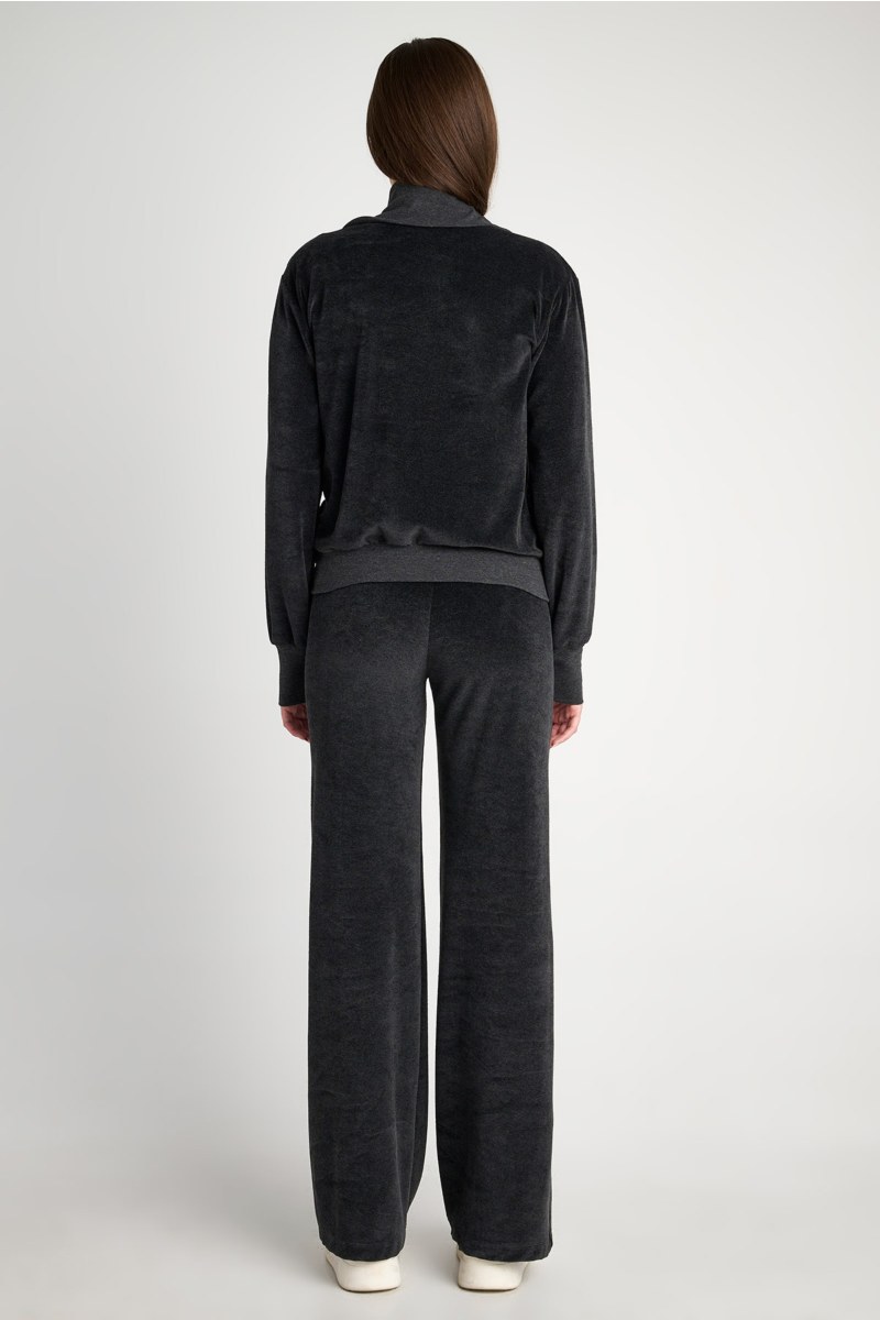 HIGH-WAISTED FLARED VELOUR PANTS-24811039-214