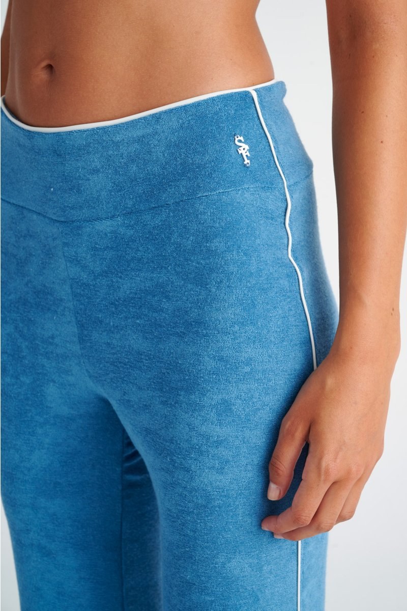 HIGH-WAISTED TERRY PANTS WITH SLIT HEMS-24811086-423