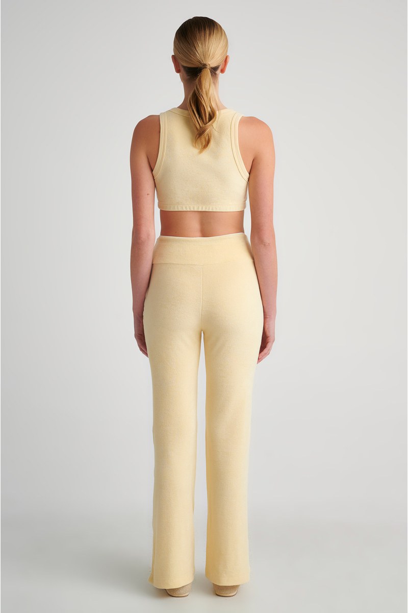HIGH-WAISTED TERRY PANTS WITH SLIT HEMS-24811086-948