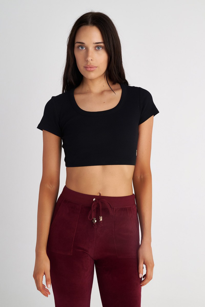 COTTON CROPPED SHORT SLEEVE RIBBED TOP-24812005-110