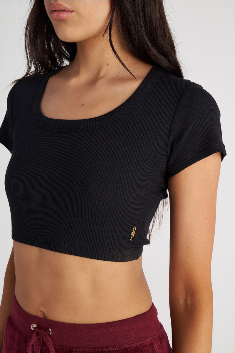 COTTON CROPPED SHORT SLEEVE RIBBED TOP-24812005-110