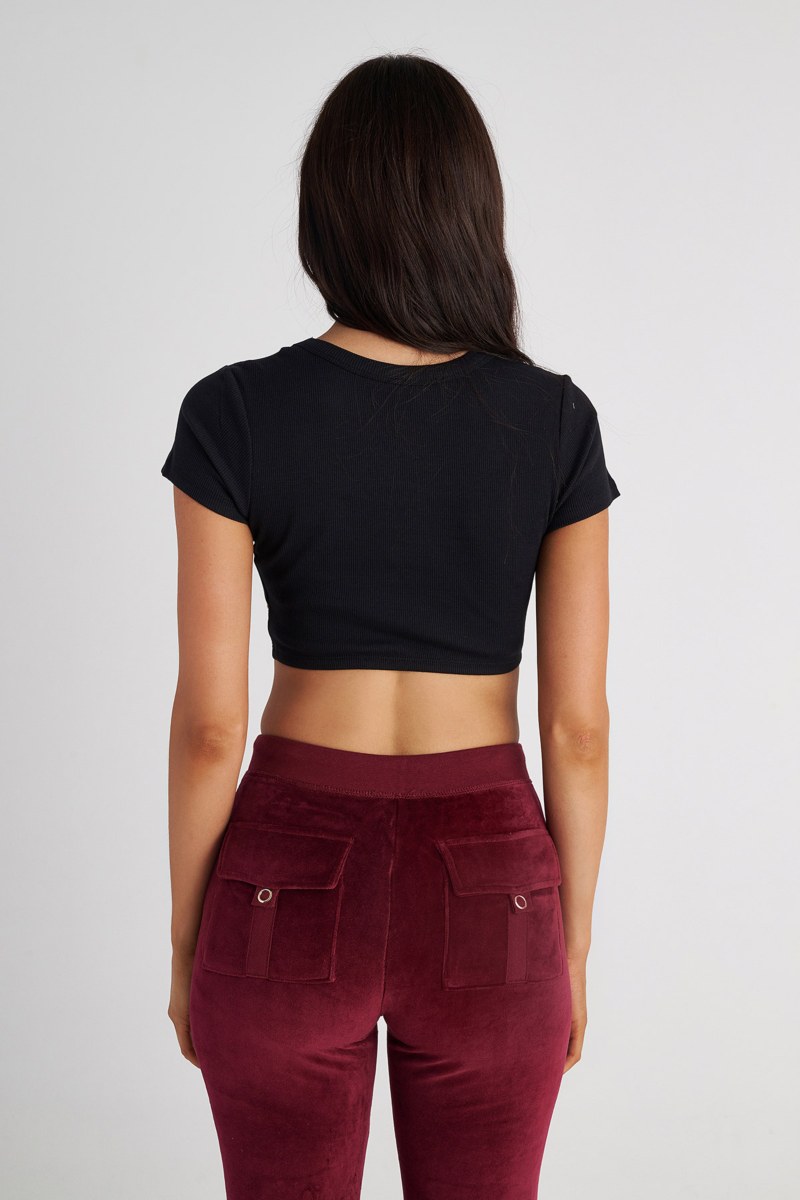 COTTON CROPPED SHORT SLEEVE RIBBED TOP-24812005-110