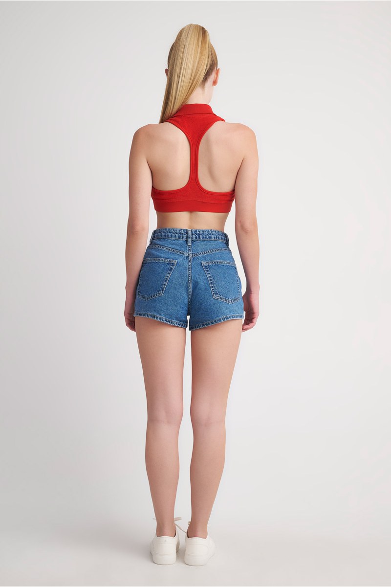 SLEEVELESS POLO STYLE CROPPED TERRY TOP-24812048-623