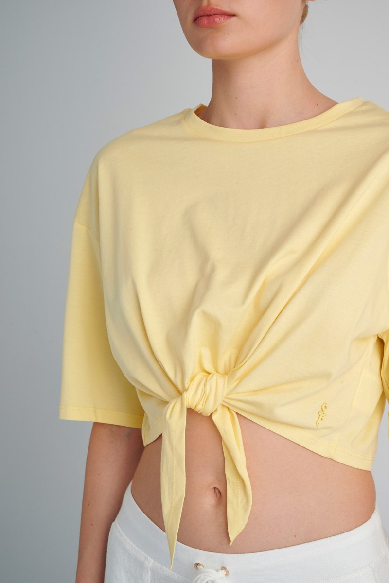 SHORT-SLEEVED TOP WITH FRONT KNOT-24812061-600