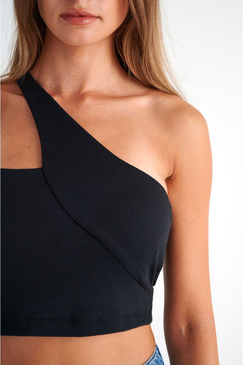 ONE SHOULDER CROPPED RIBBED TOP-24812072-110