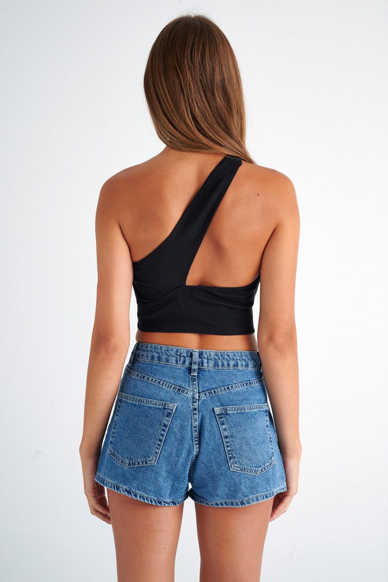 ONE SHOULDER CROPPED RIBBED TOP-24812072-110