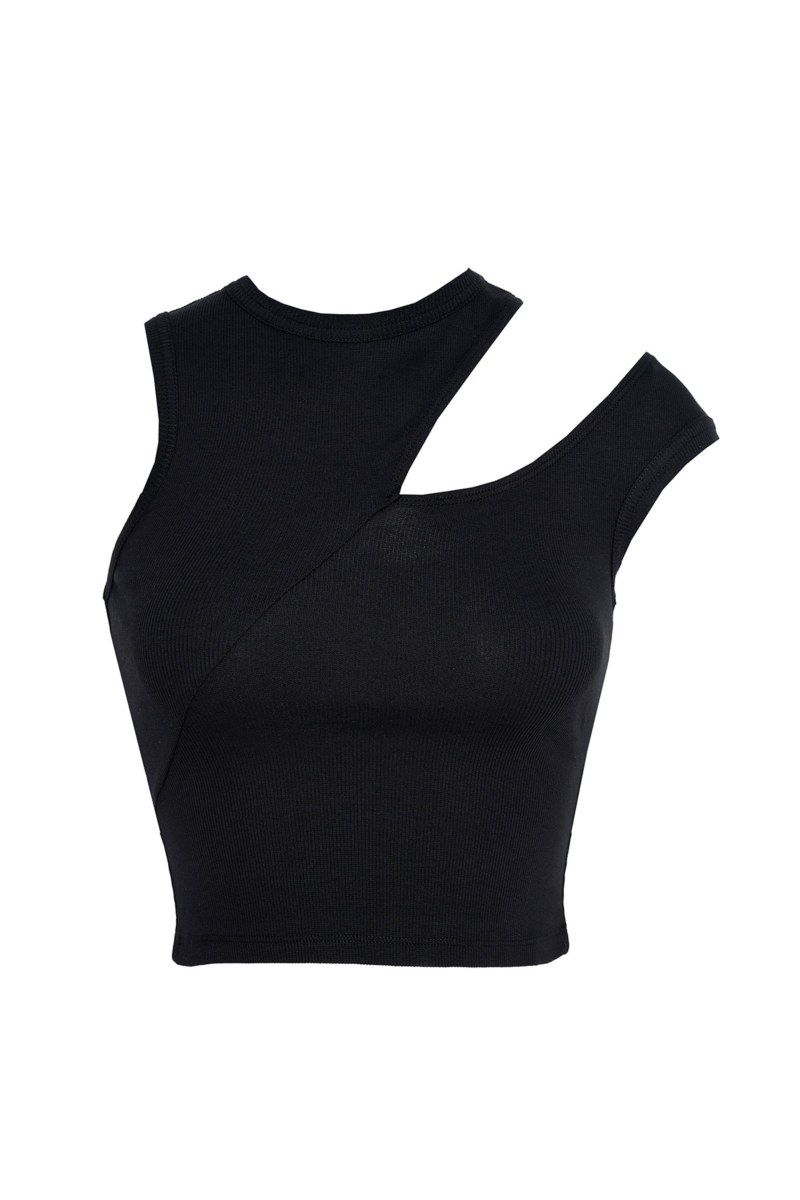 one shoulder cut out crop top